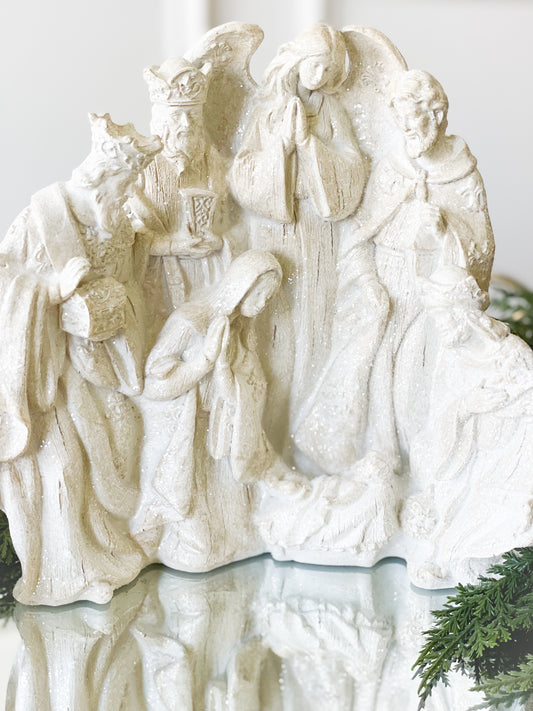 White Glitter Dusted Nativity