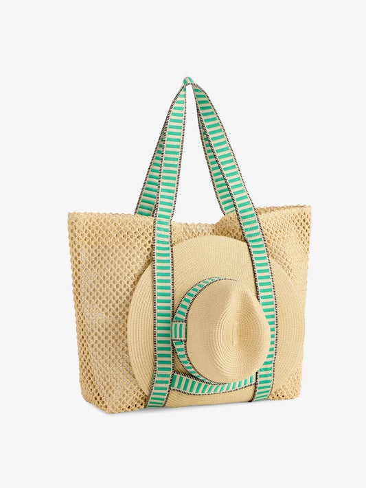 Dorian Tote and Hat Set- Green