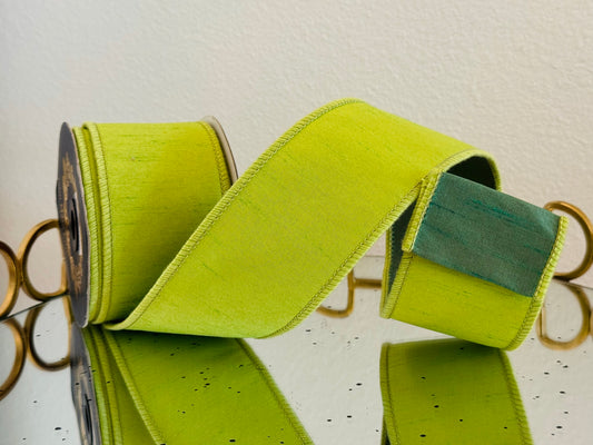 Dupion Apple Green Ribbon