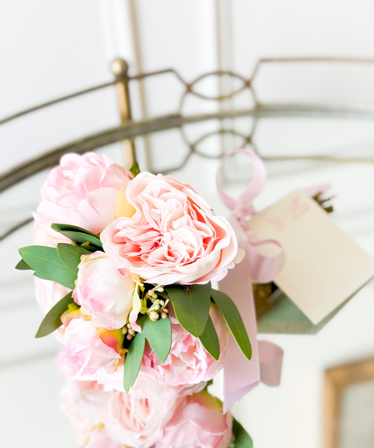 Peony And Rose Bouquet With Satin Ribbon And Card