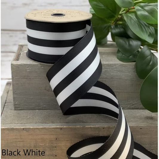Blanc Box Grosgrain Stripe, Black White Ribbon