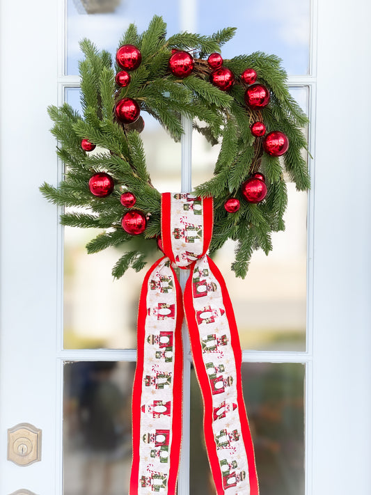 Nutcracker Sash And Cedar Ornament Wreath