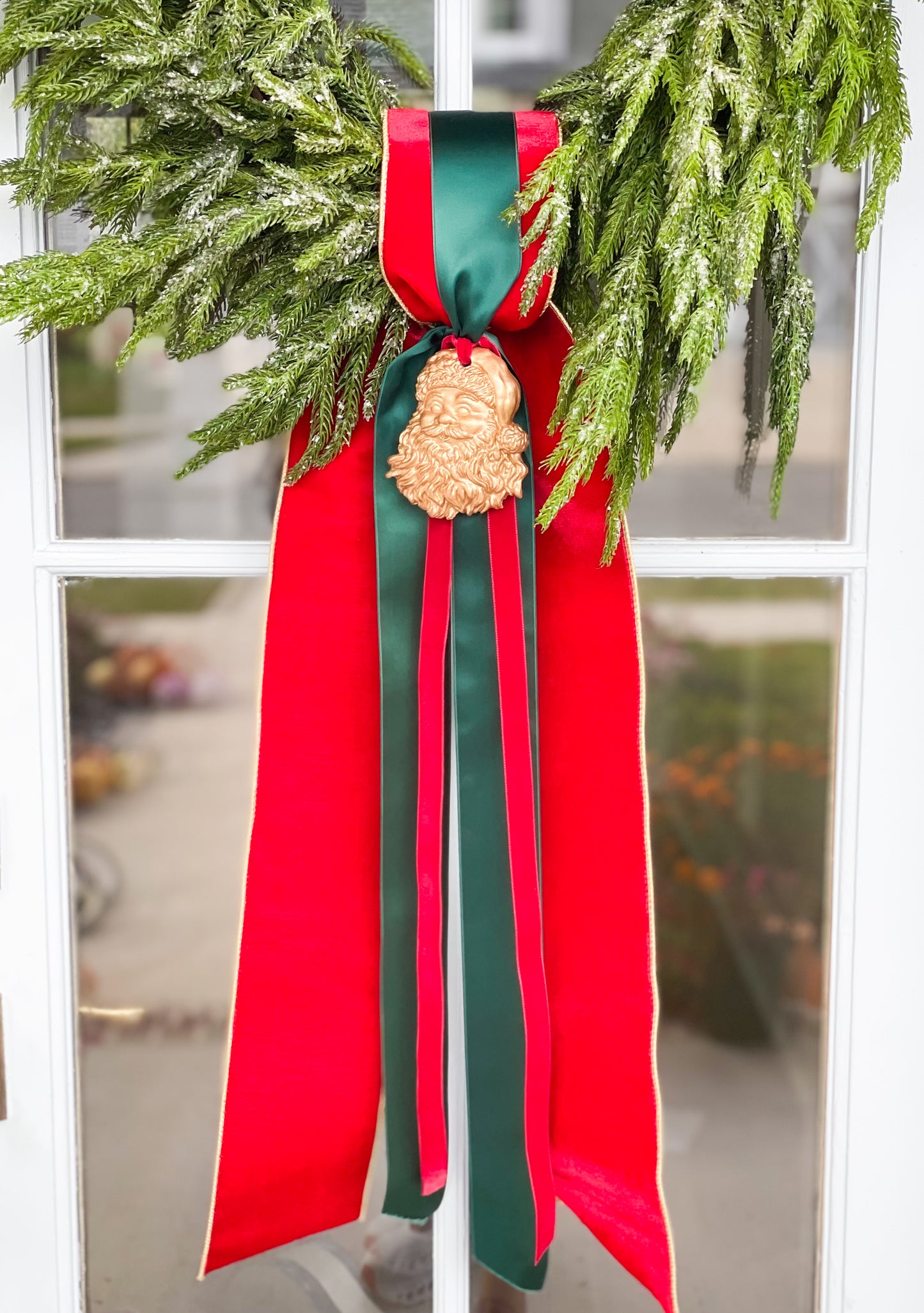 The Red Believe Iced Fir Pine Wreath With Sash And Santa