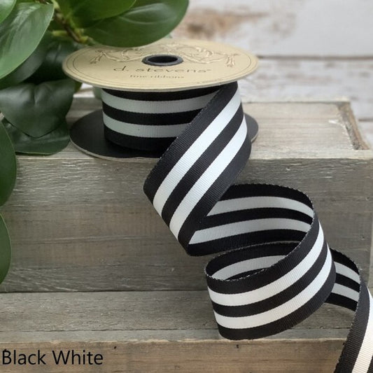 Blanc Box Grosgrain Stripe, Black White Ribbon