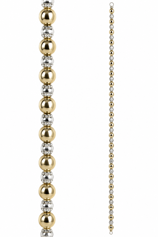 6’ Silver and Gold Beaded Garland