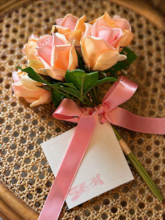 Real Touch Ranunculus Bundle – Coral And Pink with Dance Card
