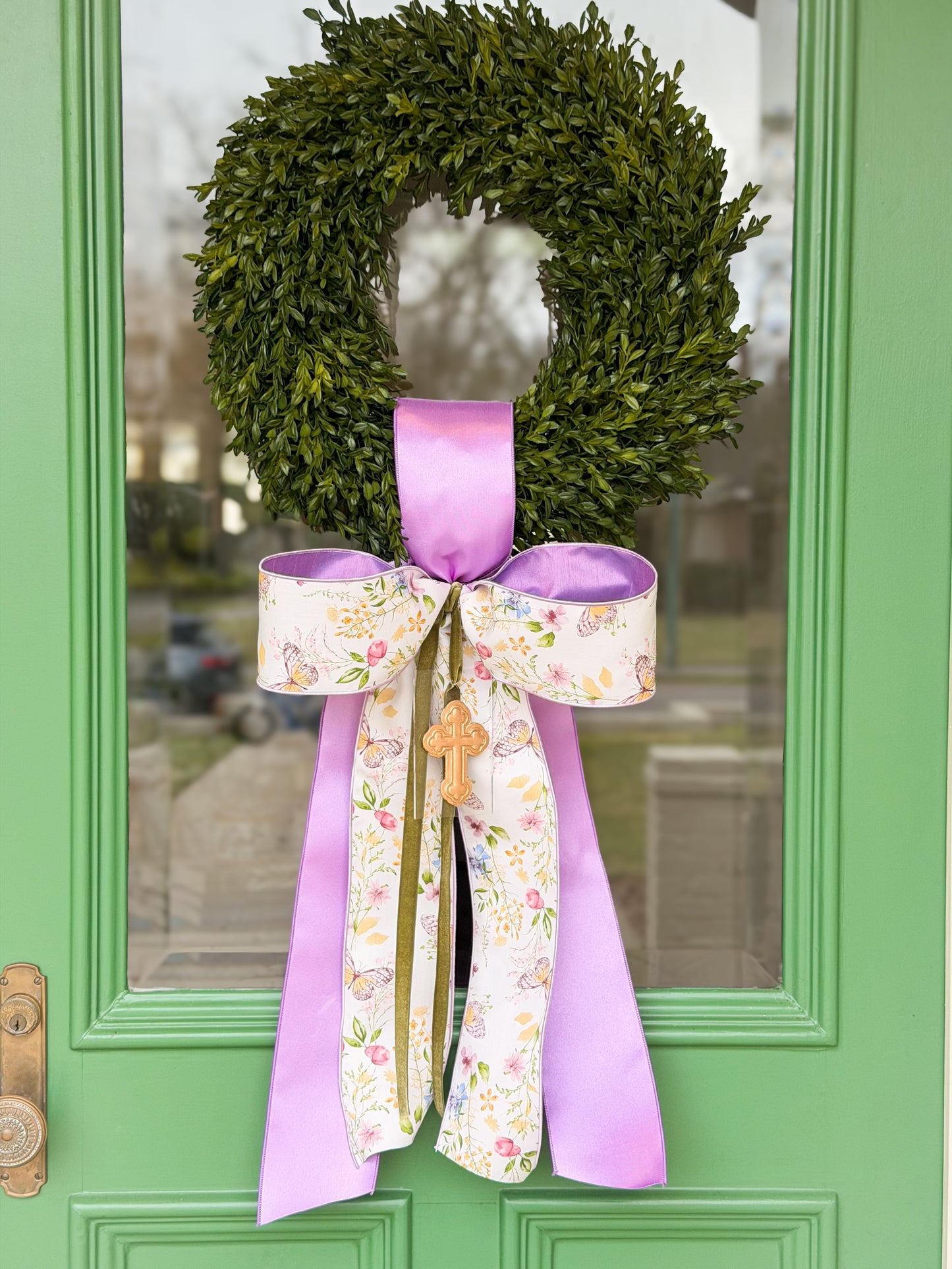 Lavender Grace Cross Tea Leaf Wreath
