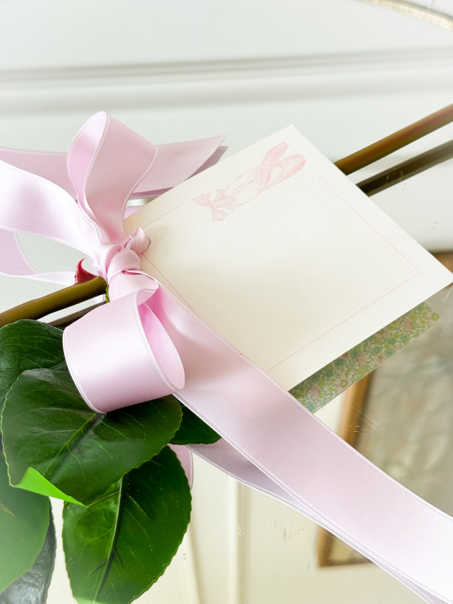 Rose Stem With Satin Ribbon And Card