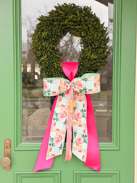 Camellia Garden Cross Tea Leaf Wreath