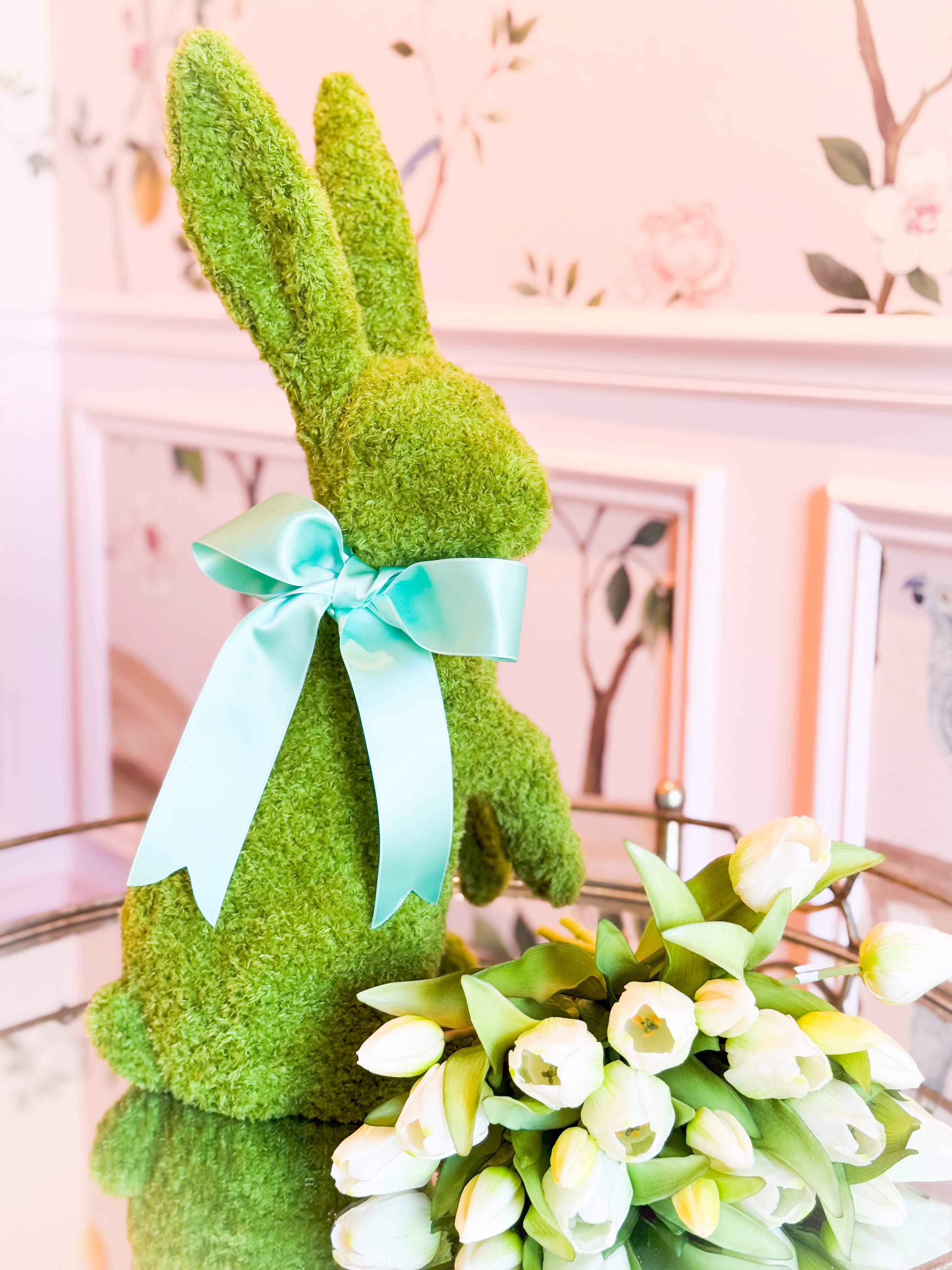 Moss Bunny With Satin Bow - Thumbnail 3
