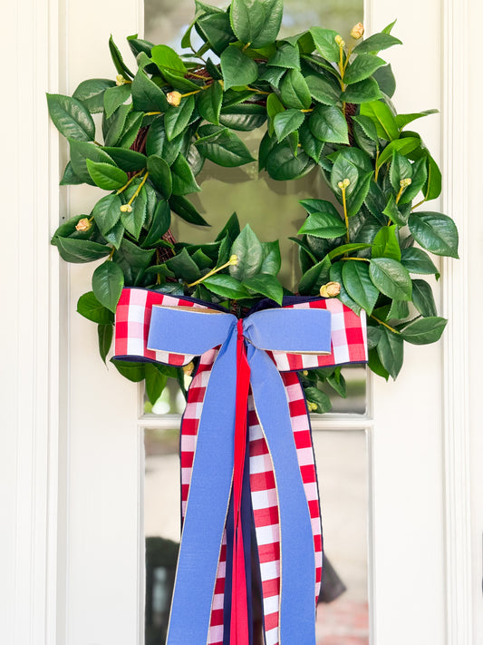 Grand Gingham Camellia Wreath