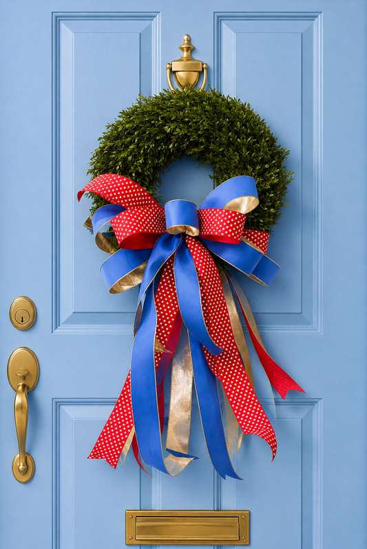 Blue Ribbon Americana Tea Leaf Wreath