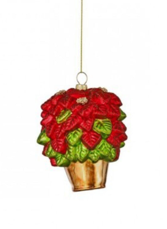4.5” Gold-Potted Poinsettia Ornament