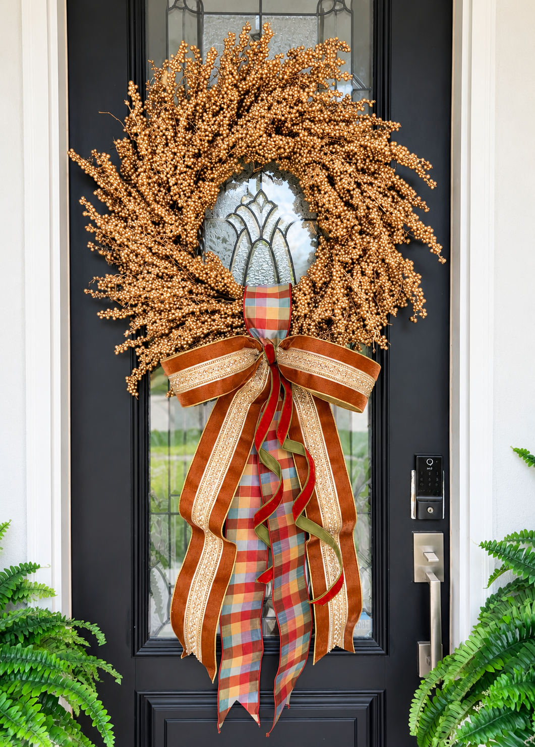 31” Gold Berry Wreath with bow