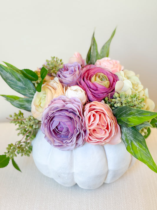 Medium Lavender Rose Pumpkin Arrangement