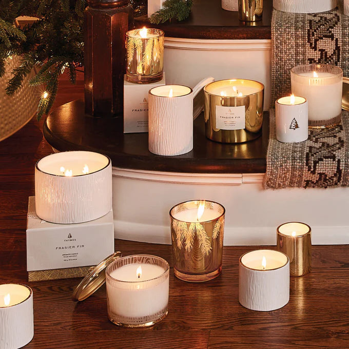 THYMES Frasier Fir Gilded Gold Aromatic Votive Candle 2oz