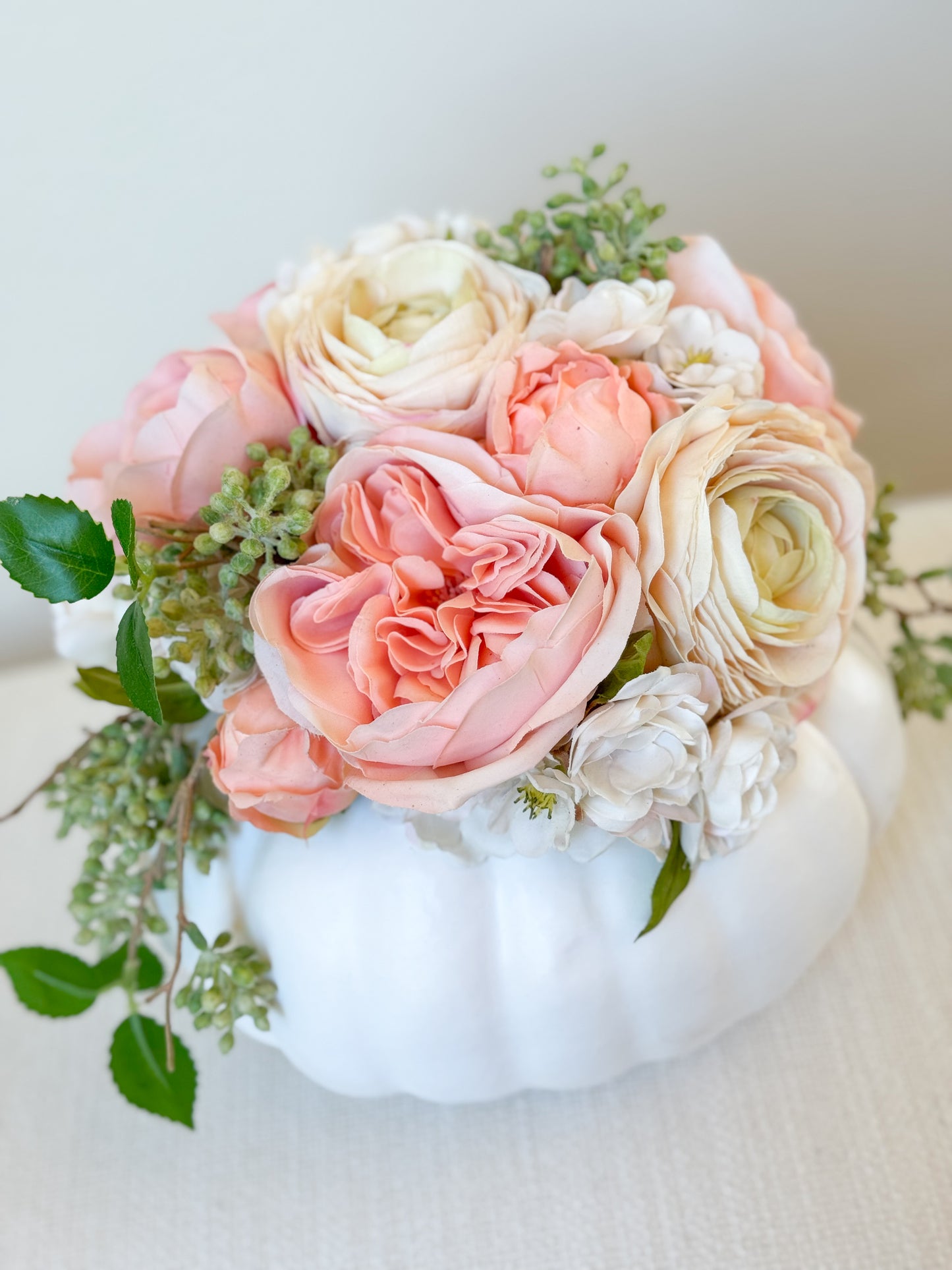 Medium Peach Blossom Pumpkin Arrangement