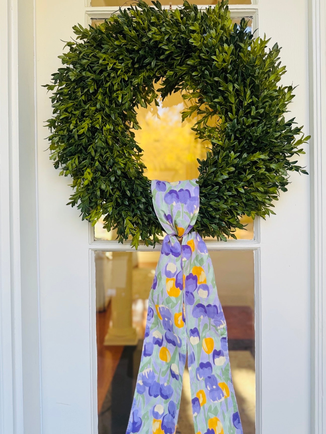 poplin yellow lavender watercolor tulip check back sash, lavender