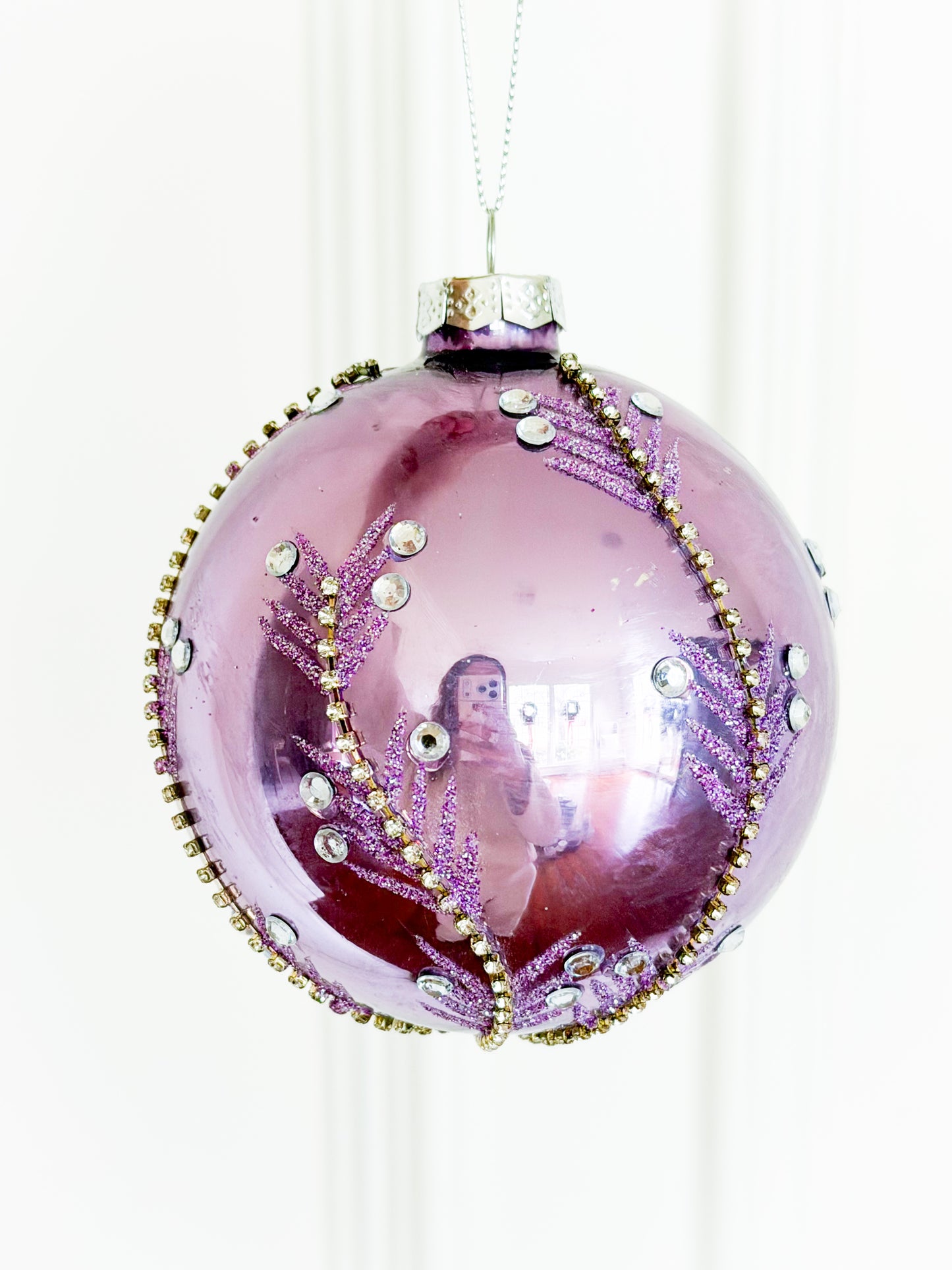 Violet Etched Jewel Ball Ornament