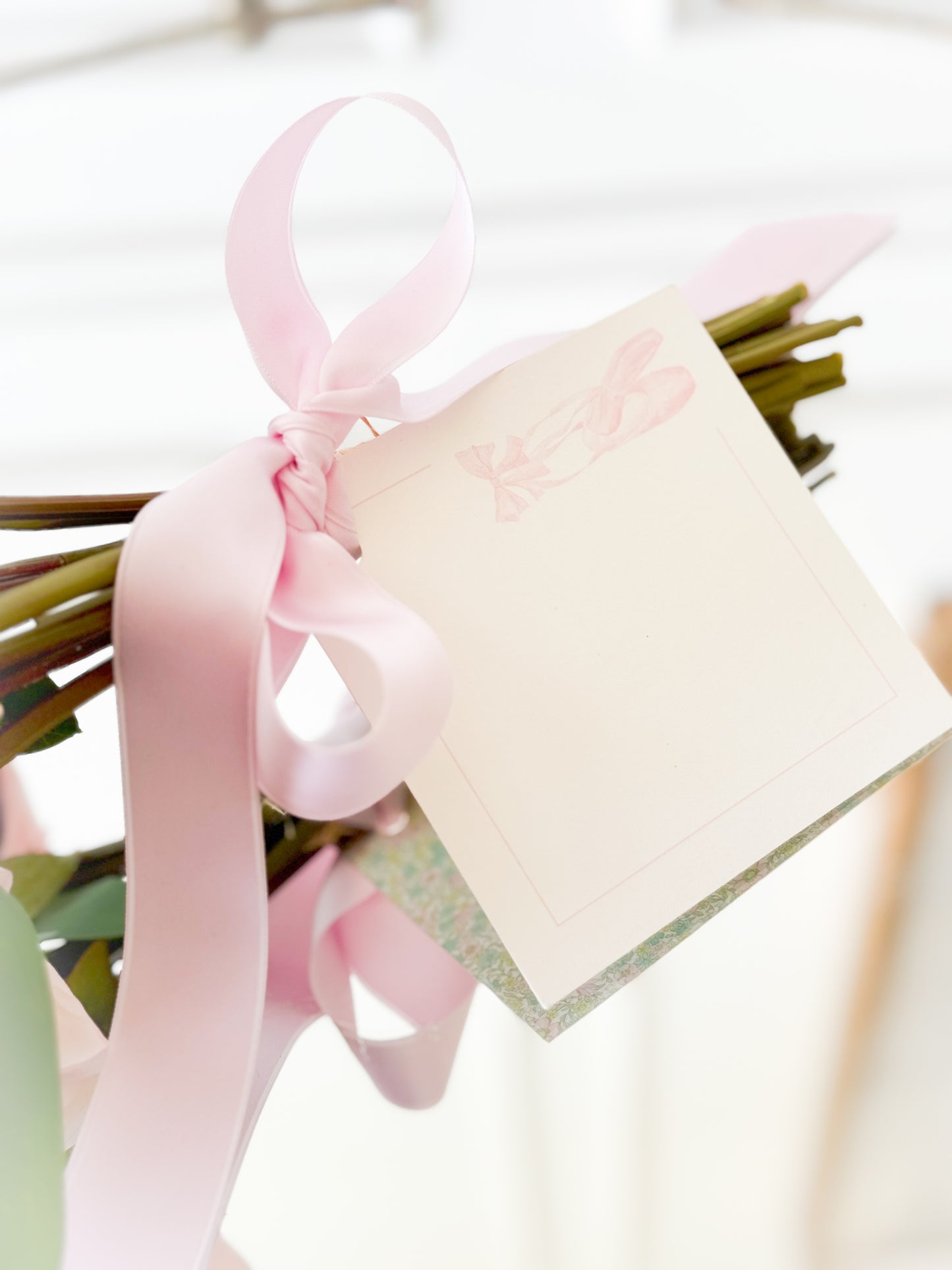 Peony And Rose Bouquet With Satin Ribbon And Card