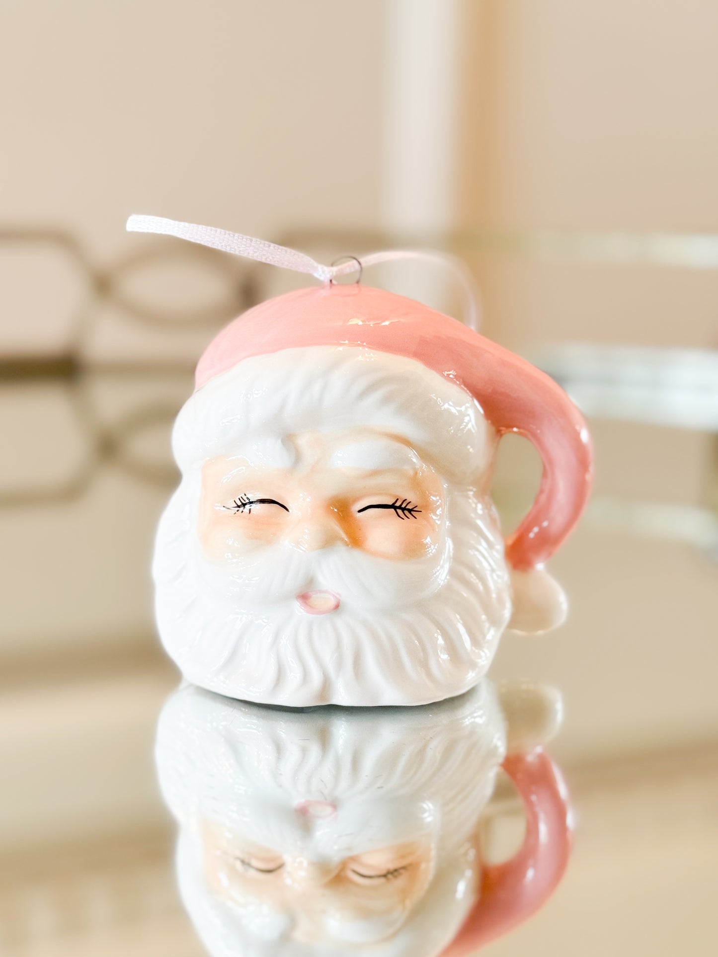 Pink Santa Ornament