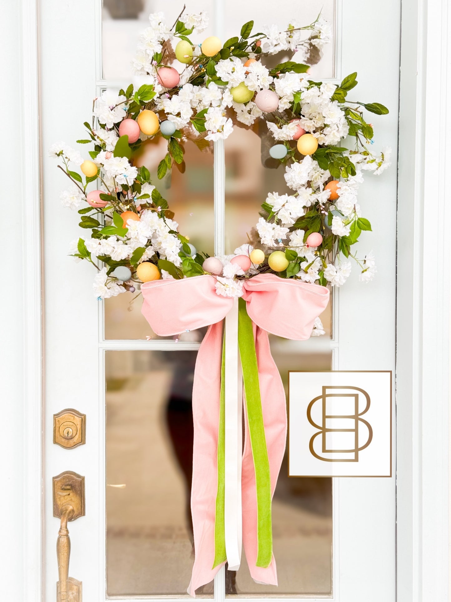 Blissful Bow Egg Cherry Blossom Wreath