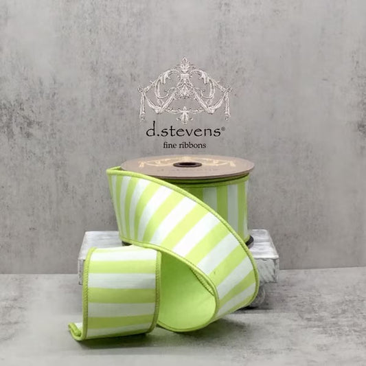 Green White Stripe Taffeta Dupion Back, Green White Ribbon