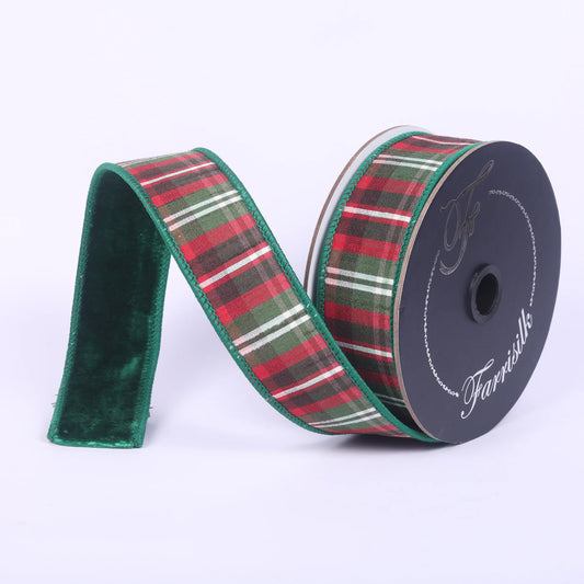Plaid Plush Emerald, Lime, & Red Ribbon
