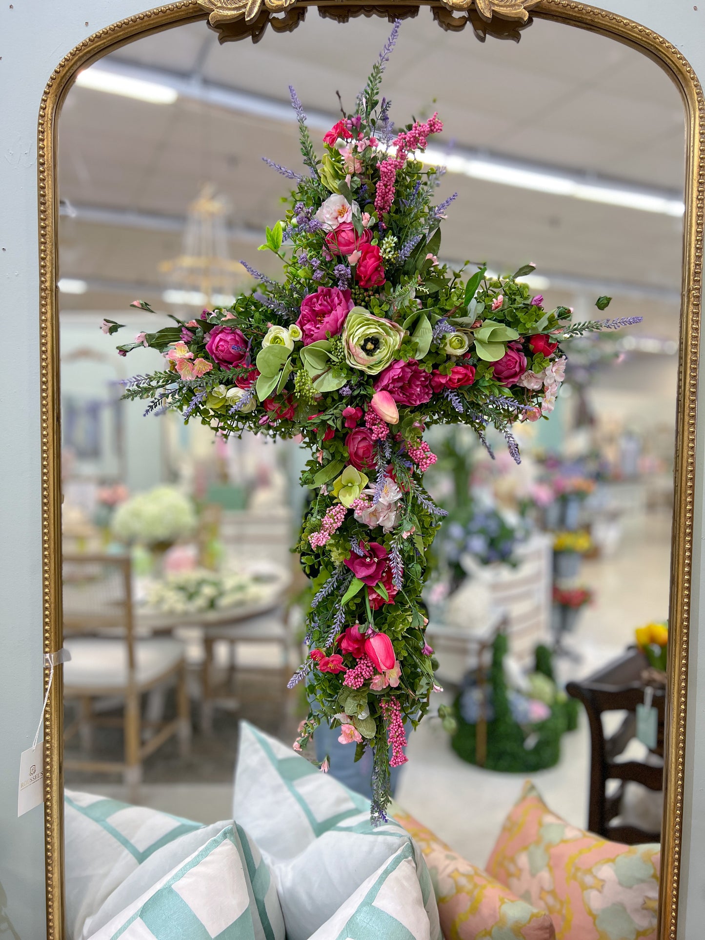 Everlasting Bloom Cross Wreath- Faux Floral Cross