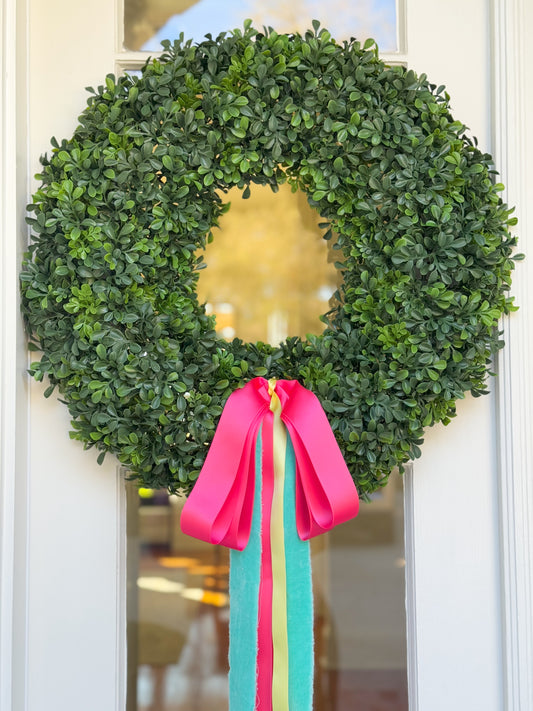 Blissful Bow Boxwood Wreath