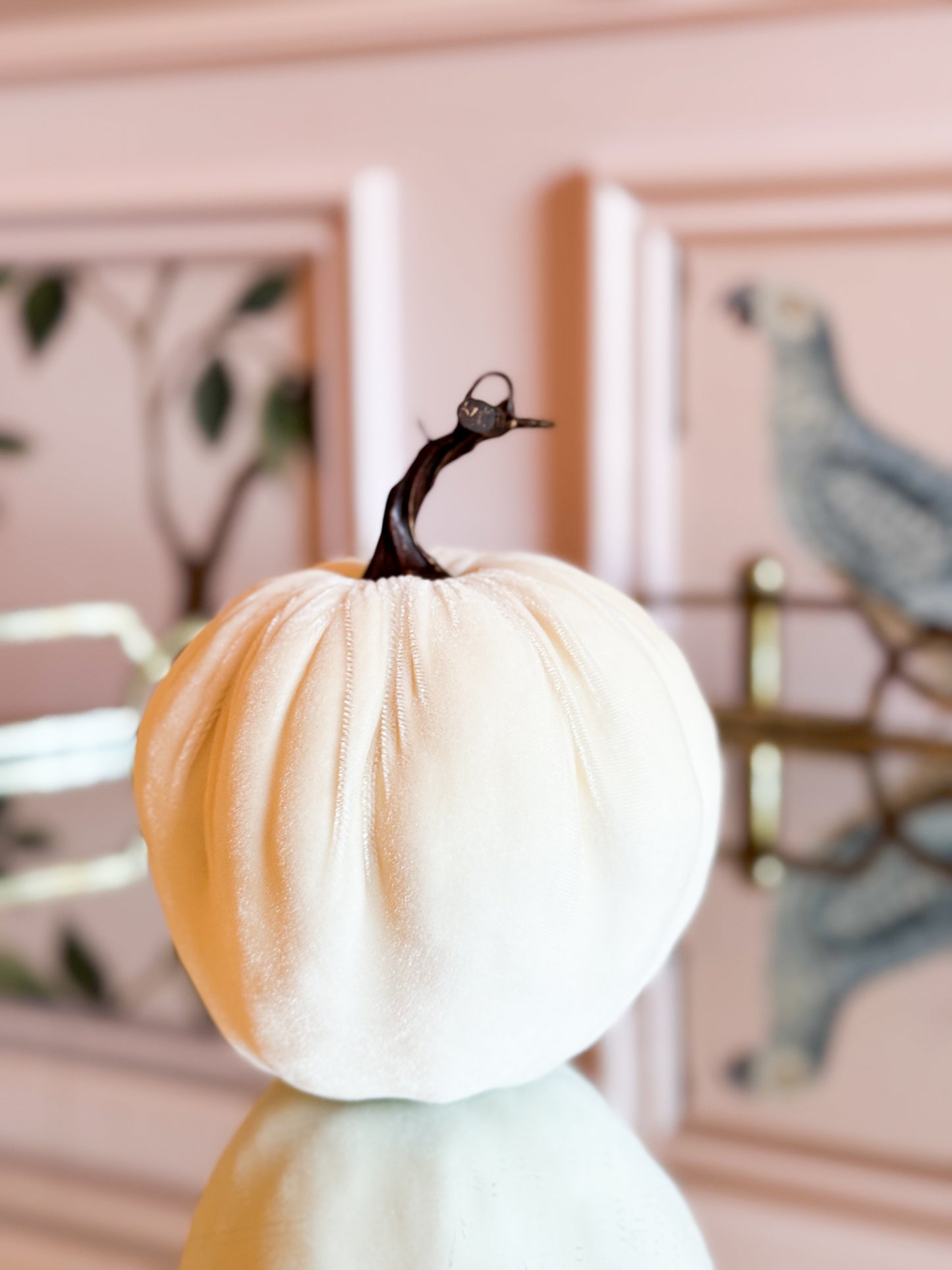 Ivory Luxe Velvet Pumpkin Trio