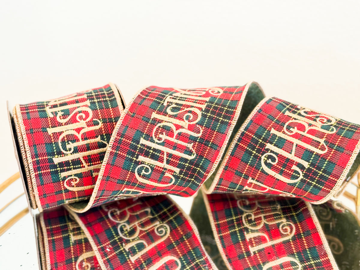 Plaid Ribbon Text Box Tartan Noel Plaid Ribbon – Blanc Box
