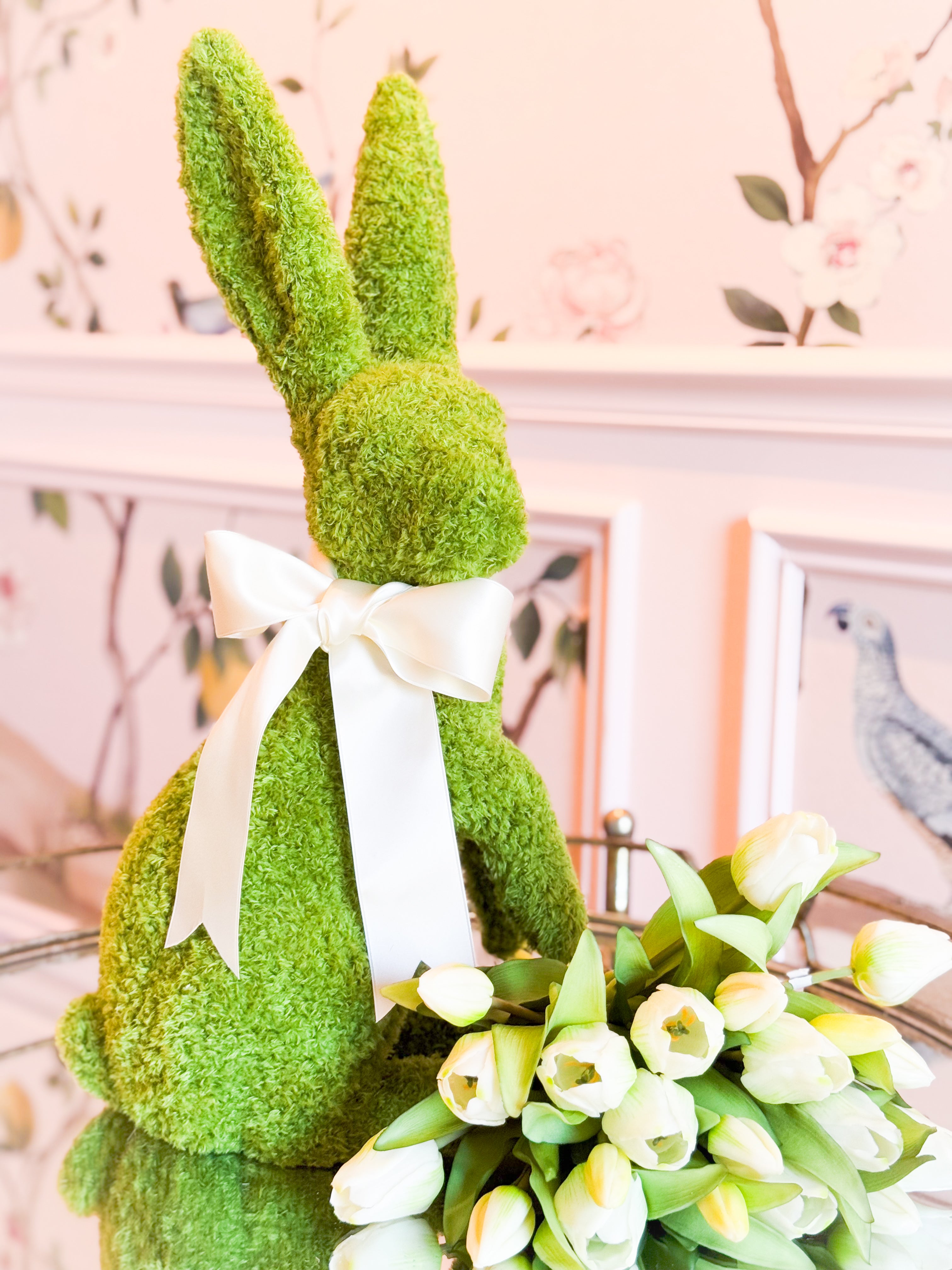 Moss Bunny With Satin Bow - Thumbnail 4