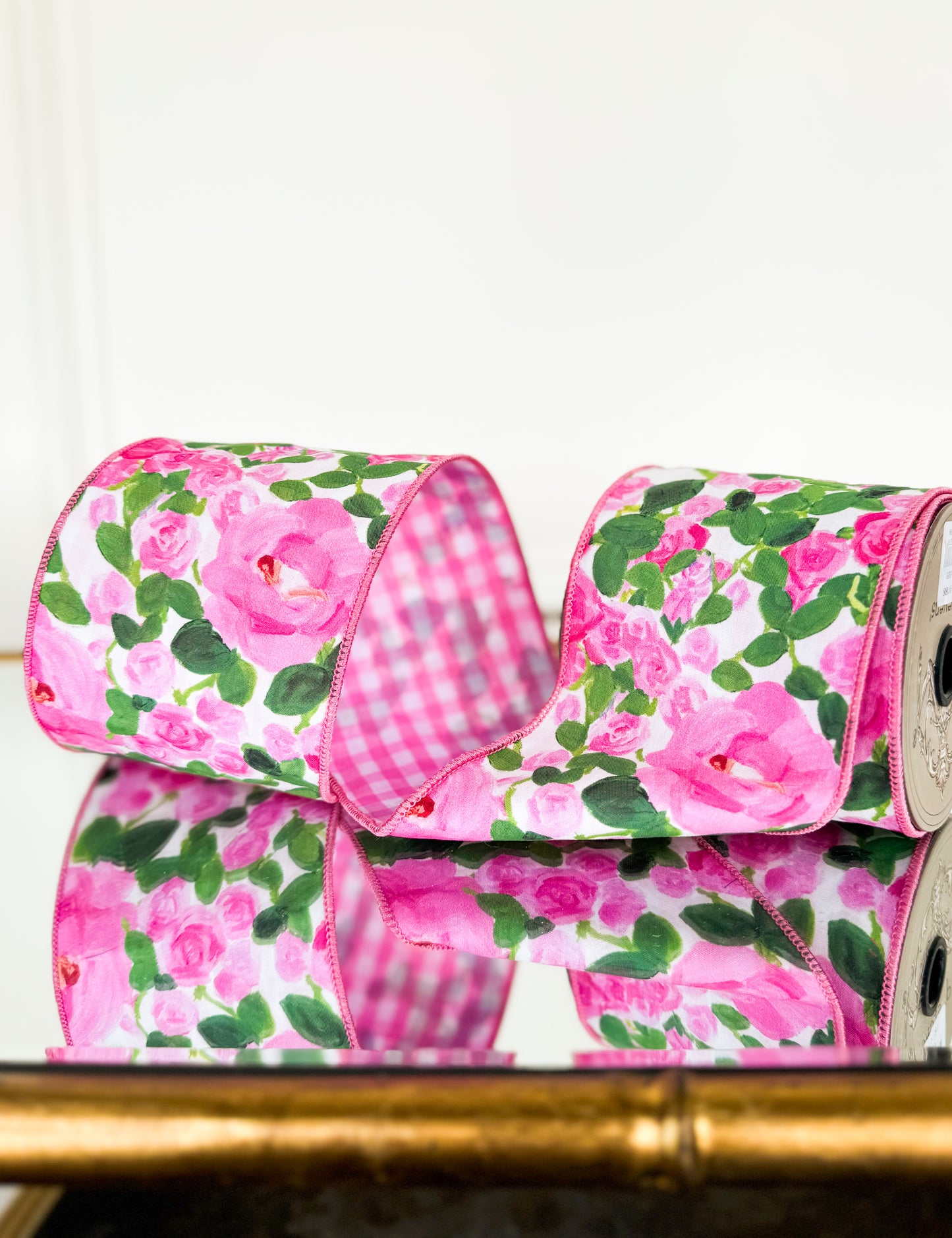 Rose Garden Ribbon With Gingham Back