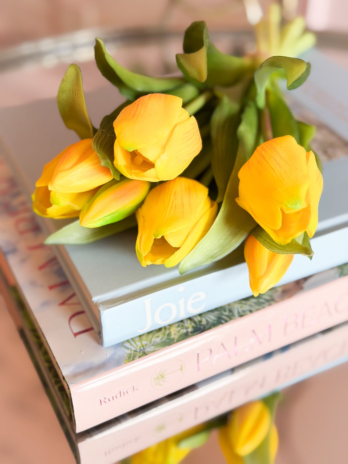 11.75” Real Touch Yellow Tulips