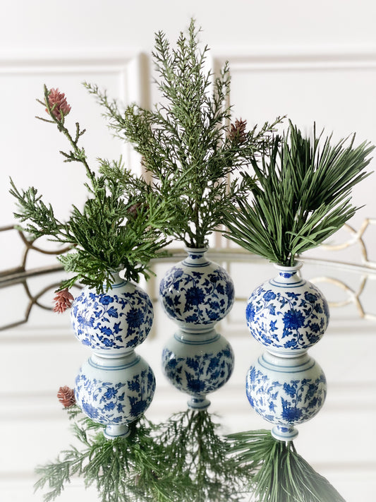 Set Of Three Pine In Chinoiserie Vase