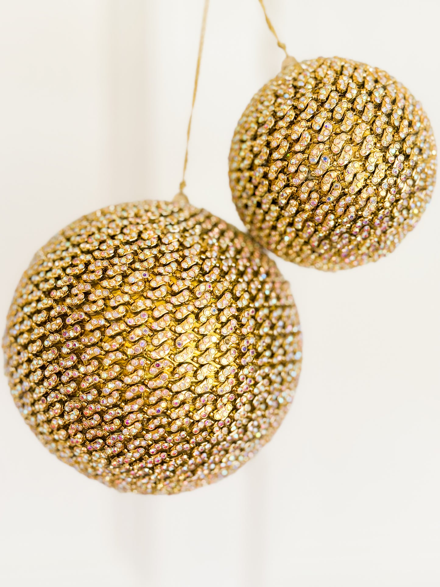 Gold Crystal Beaded Ball Ornaments