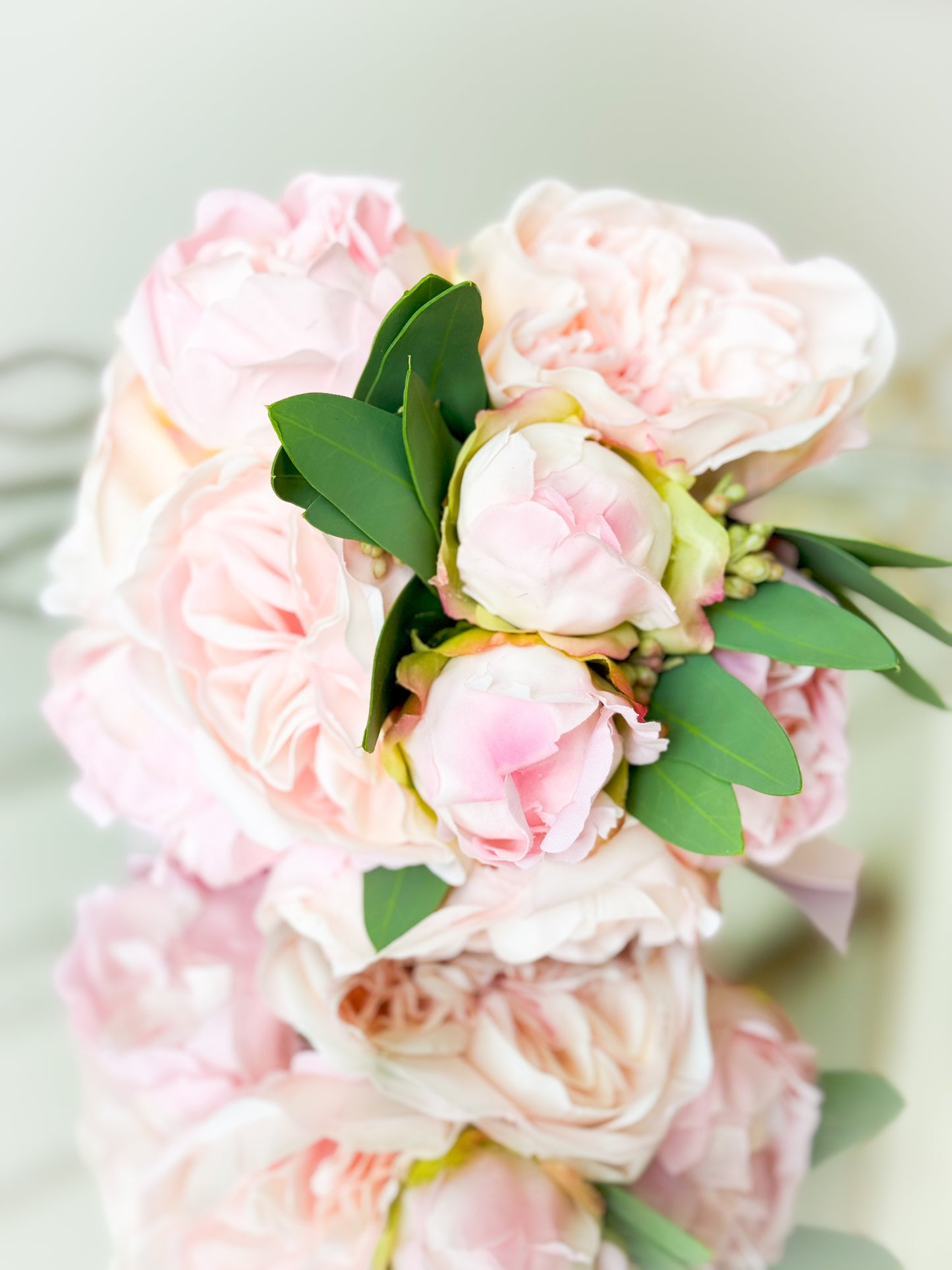 Peony And Rose Bouquet With Satin Ribbon And Card