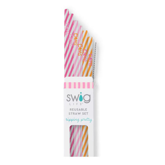 Sherbet Stripe Reusable Straw Set