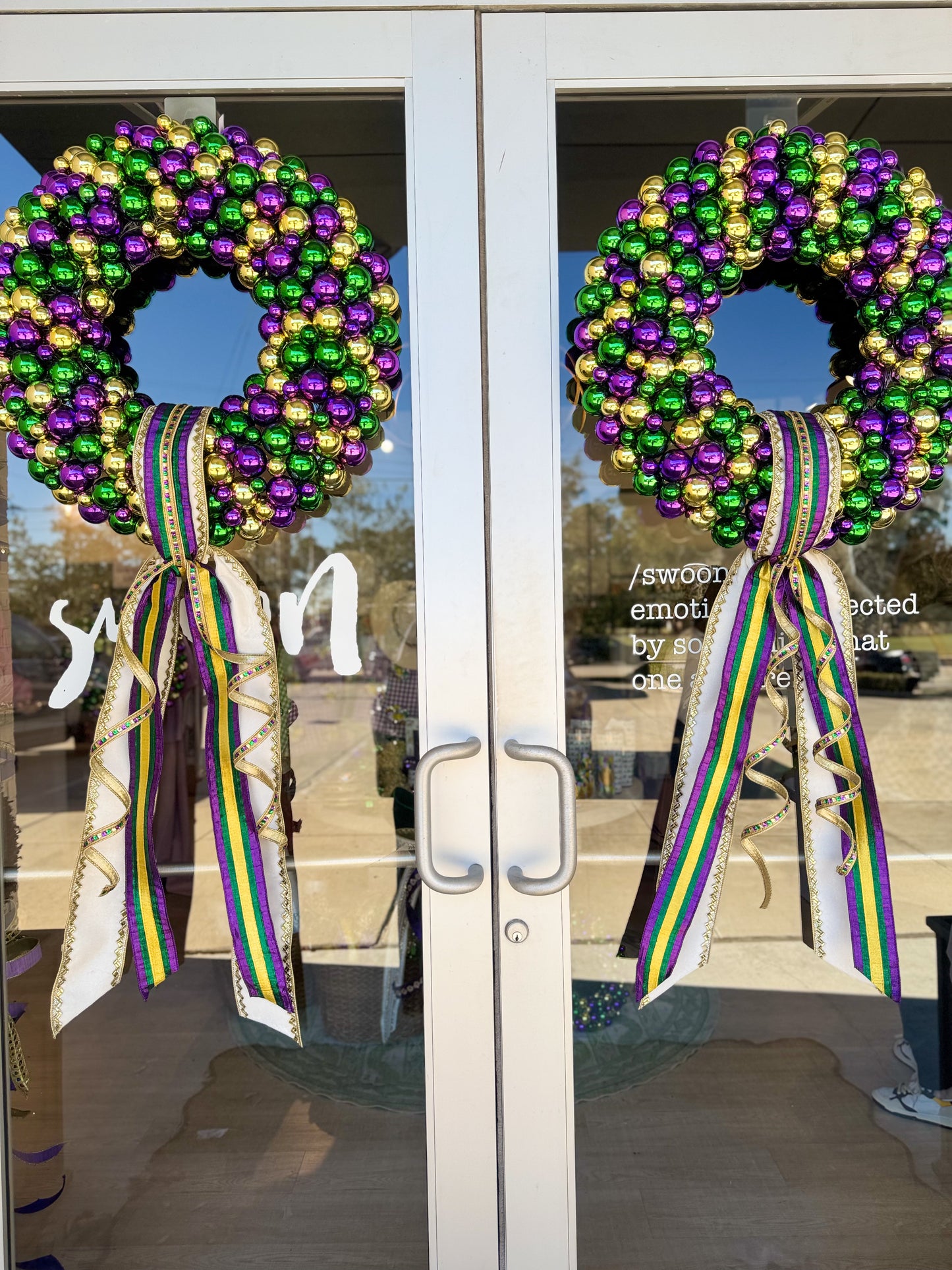 Let Them Swoon Mardi Gras Wreath | Luxury Purple, Green & Gold Crown Wreath (16” & 25”)