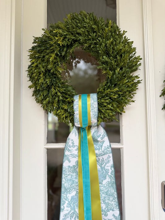 Garden Estate Toile Tea Leaf Wreath & Sash