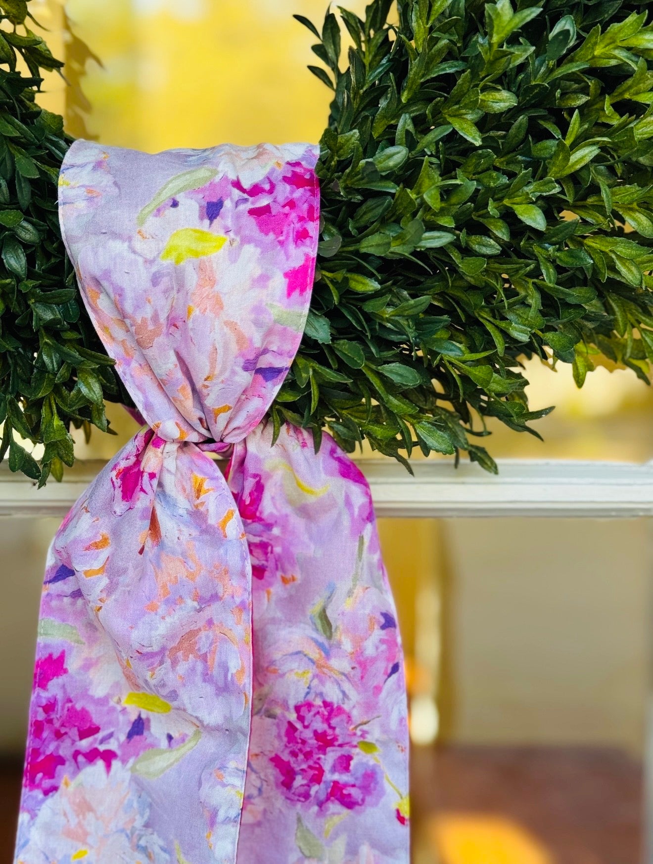 linen watercolor peonies sash, pink lavender