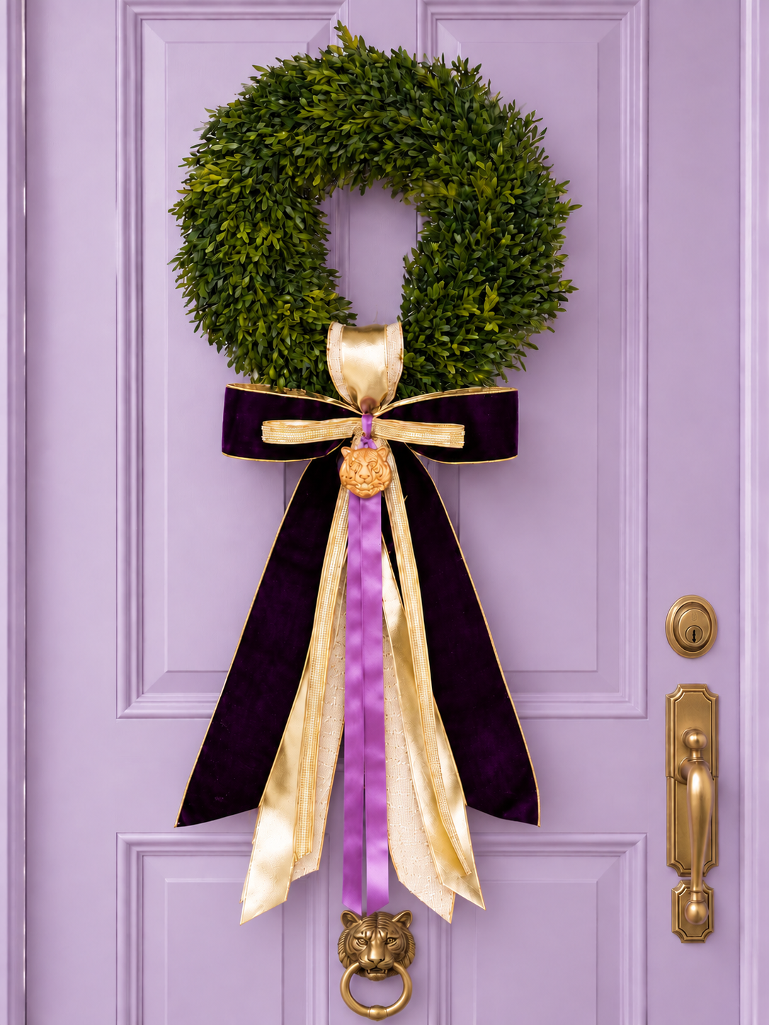 Purple & Gold Society Tea Leaf Wreath