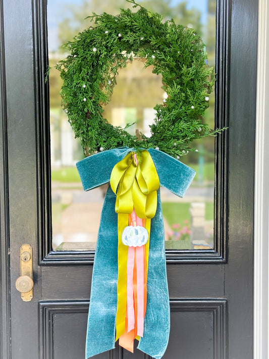 Painted Pumpkin And Pearl Wreath