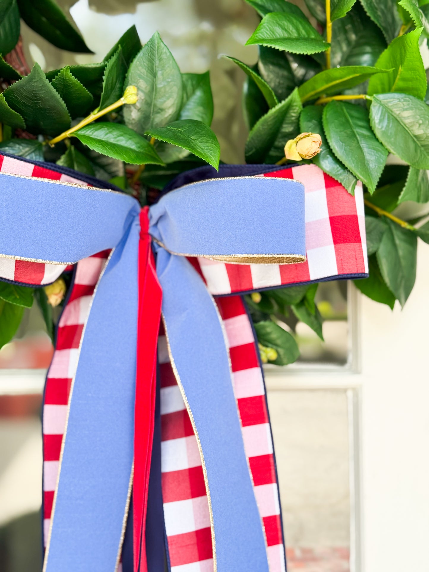 Grand Gingham Camellia Wreath