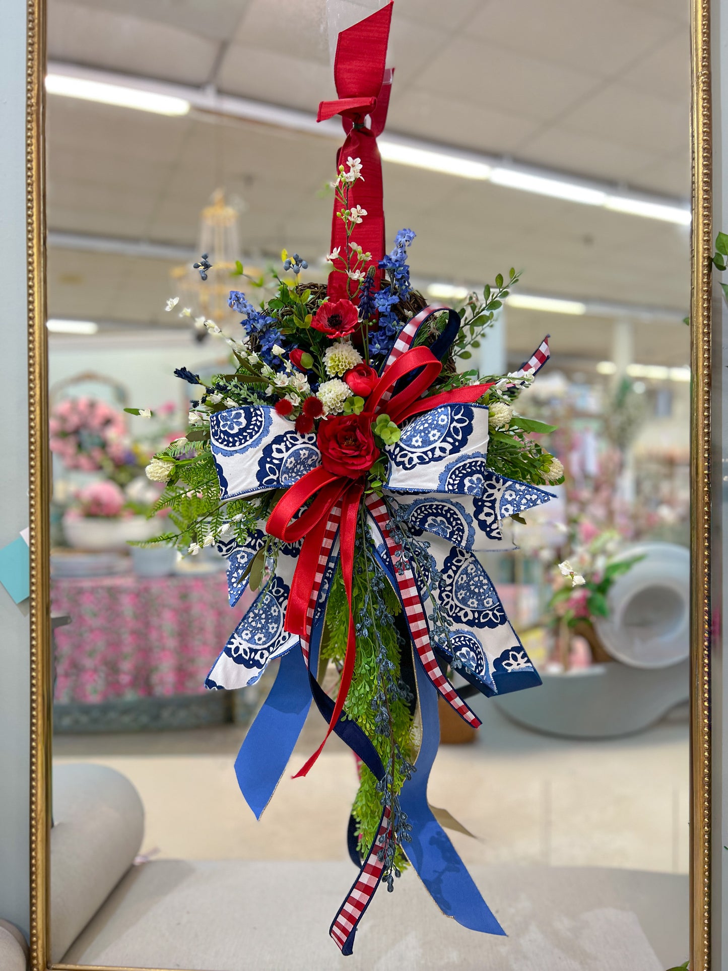 Petite Blue Willow American Moss Wreath