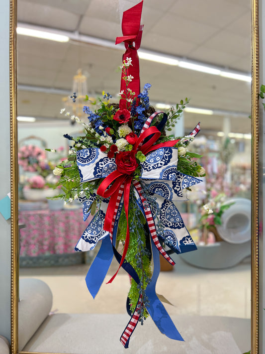 Petite Blue Willow American Moss Wreath