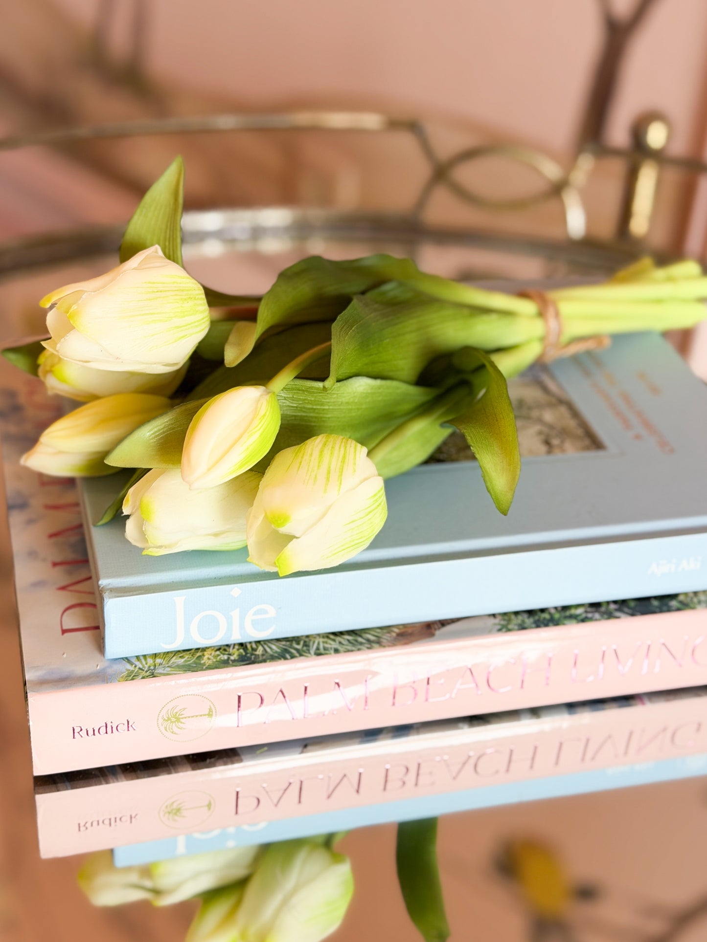 11.75” Real Touch White Tulips