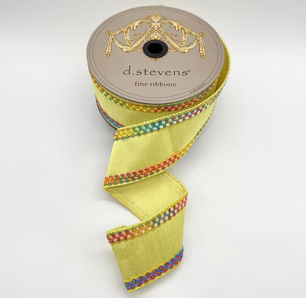 Dupion Bright Mix Color Center Braid, Light Yellow Ribbon