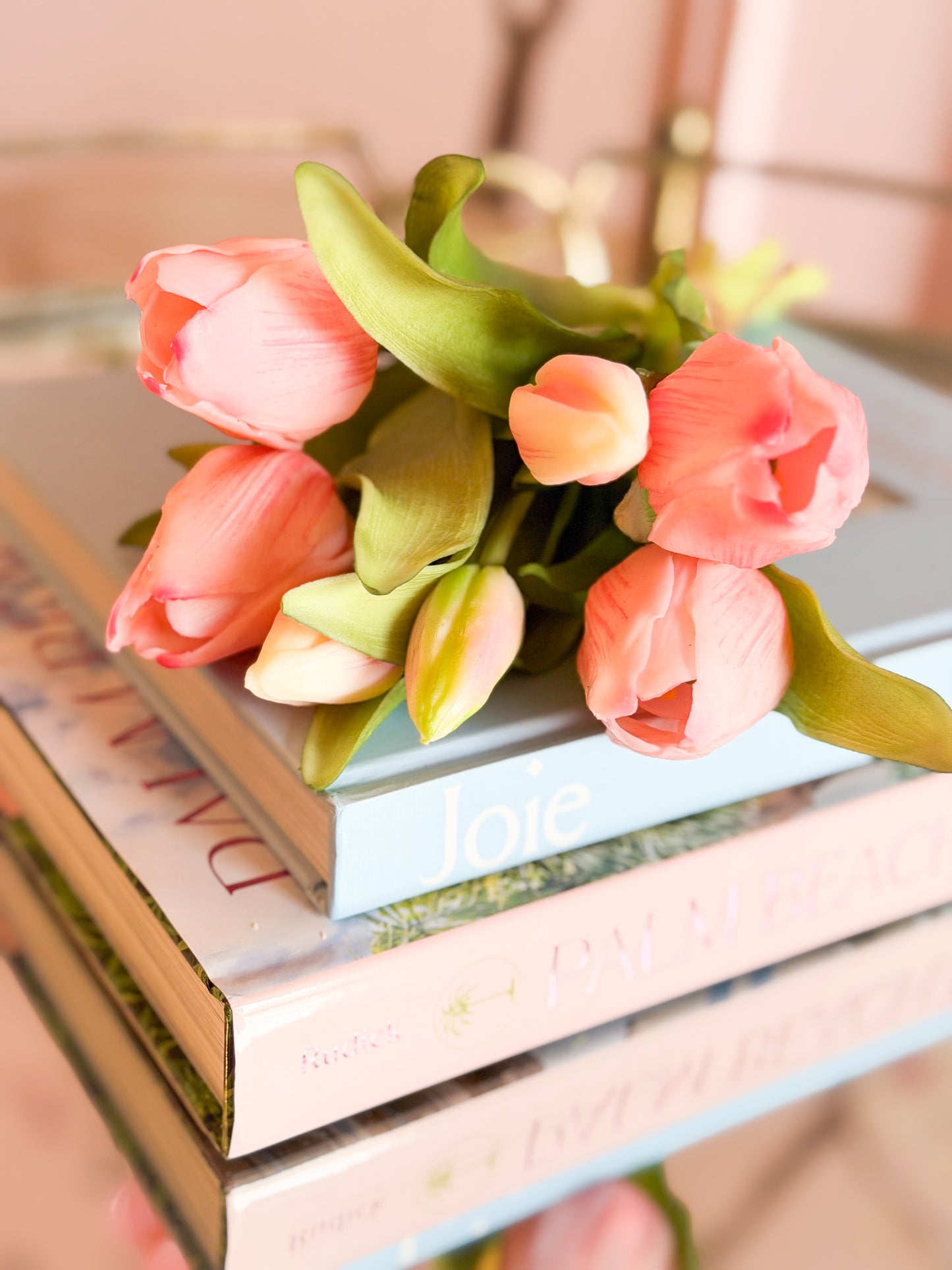 11.75” Real Touch Pink Tulips